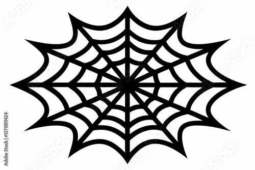 an intricate web spun silhouette line art vector illustration