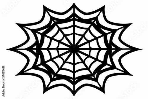 an intricate web spun silhouette line art vector illustration