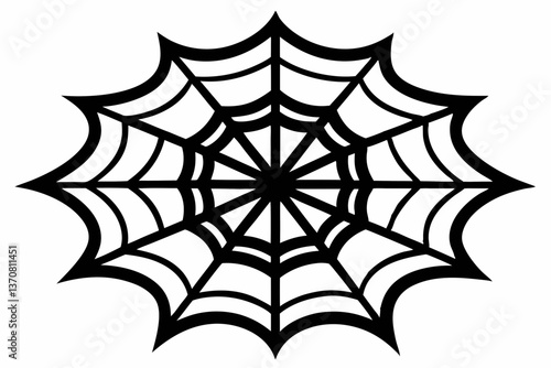 an intricate web spun silhouette line art vector illustration