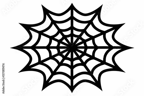 an intricate web spun silhouette line art vector illustration