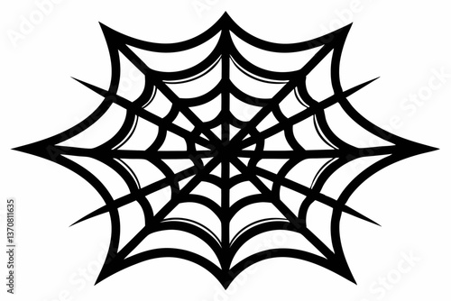 an intricate web spun silhouette line art vector illustration
