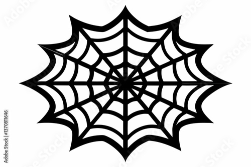 an intricate web spun silhouette line art vector illustration