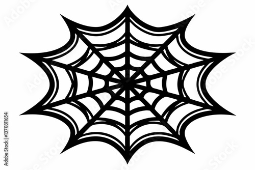 an intricate web spun silhouette line art vector illustration
