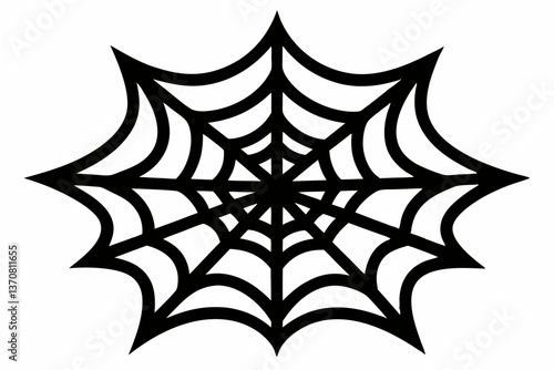 an intricate web spun silhouette line art vector illustration