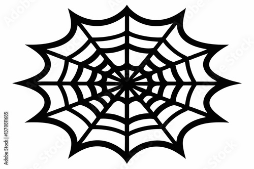 an intricate web spun silhouette line art vector illustration