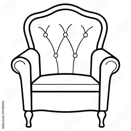 armchair silhouette line art vector illustration