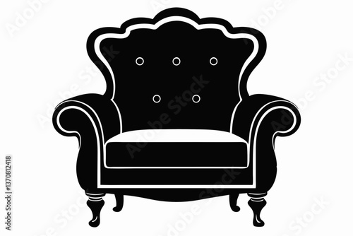 armchair silhouette line art vector illustration