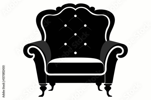 armchair silhouette line art vector illustration