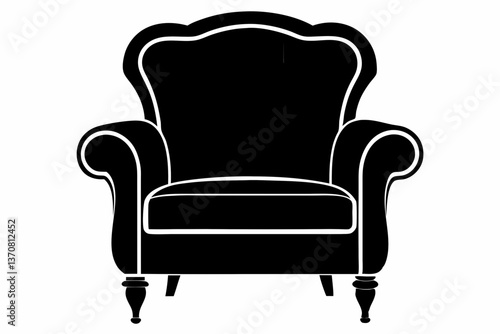 armchair silhouette line art vector illustration
