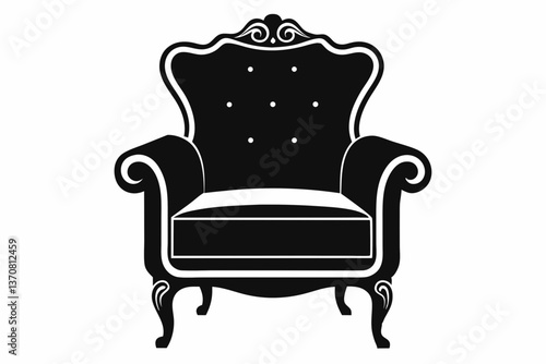 armchair silhouette line art vector illustration