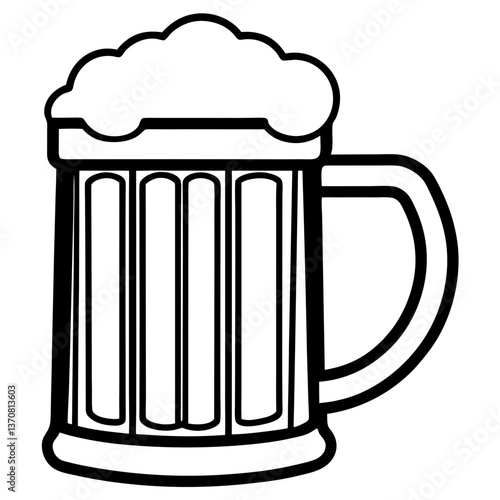 bier krug silhouette line art vector illustration