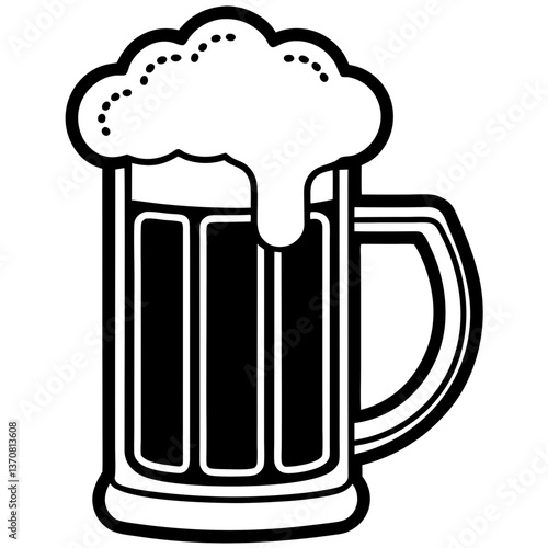 bier krug silhouette line art vector illustration
