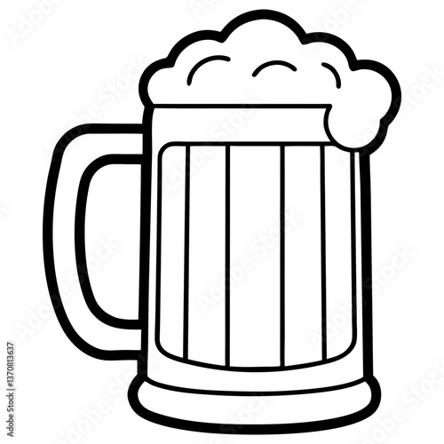 bier krug silhouette line art vector illustration