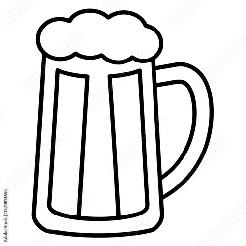 bier krug silhouette line art vector illustration