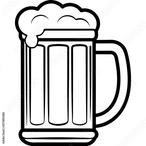 bier krug silhouette line art vector illustration