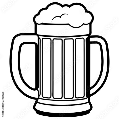 bier krug silhouette line art vector illustration