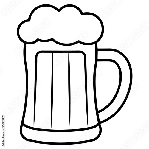 bier krug silhouette line art vector illustration