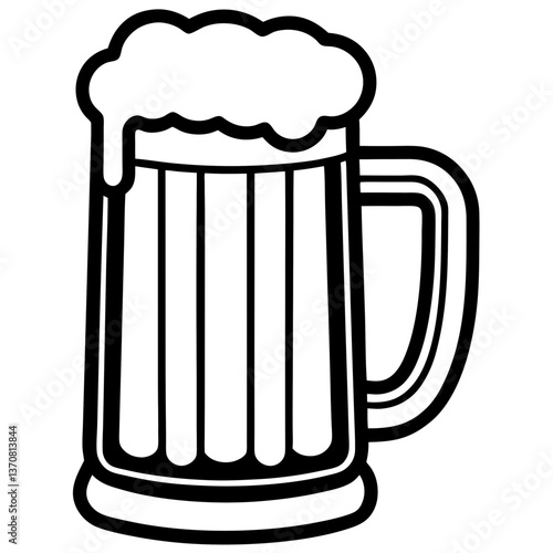 bier krug silhouette line art vector illustration