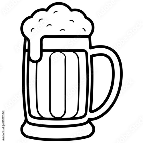 bier krug silhouette line art vector illustration