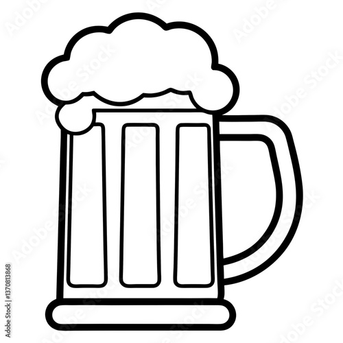 bier krug silhouette line art vector illustration