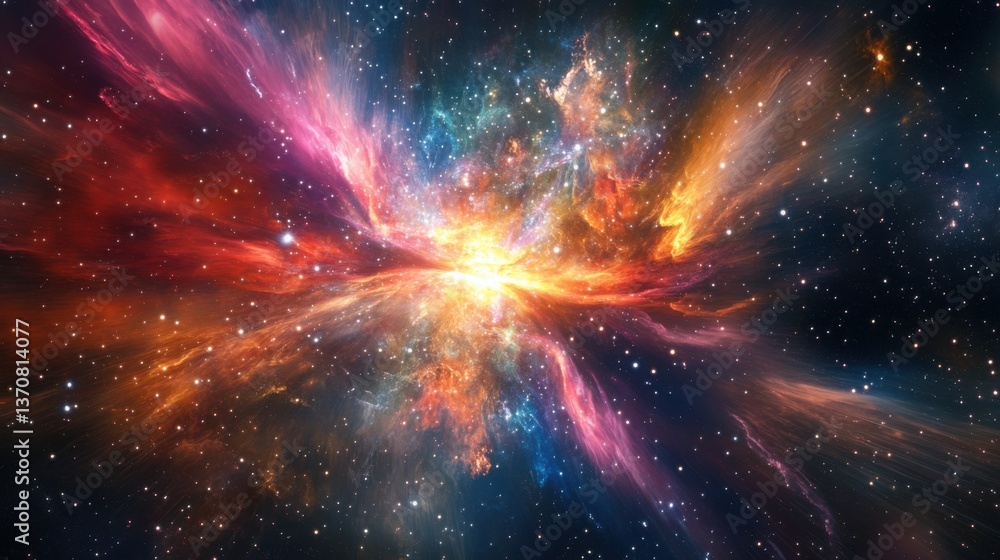 Stunning Cosmic Nebula with Vibrant Colors and Starry Background Stunning Cosmic Nebula with Vibrant Colors and Starry Background