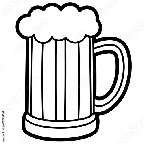 bier krug silhouette line art vector illustration