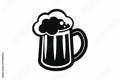 bier krug silhouette line art vector illustration