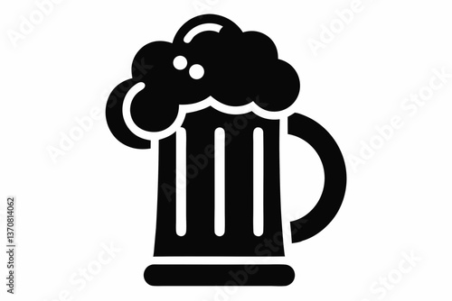bier krug silhouette line art vector illustration