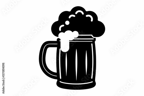 bier krug silhouette line art vector illustration
