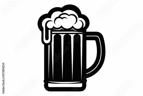 bier krug silhouette line art vector illustration