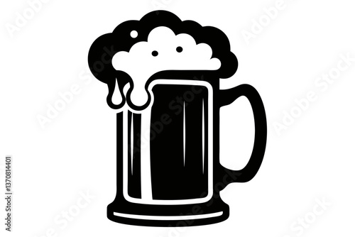 bier krug silhouette line art vector illustration