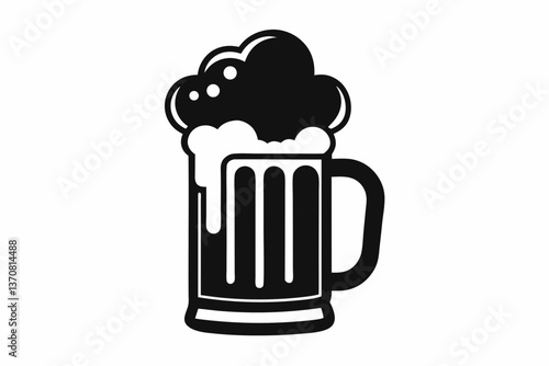 bier krug silhouette line art vector illustration