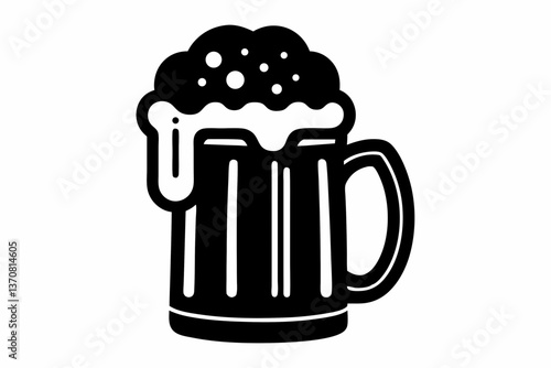 bier krug silhouette line art vector illustration