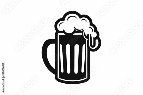 bier krug silhouette line art vector illustration