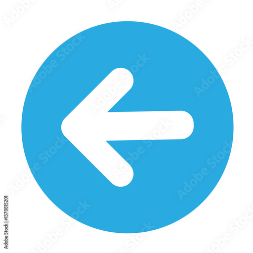 Left right or back arrow icon blue, Minimalistic blue round right arrow icon on white background. Modern flat design navigation element for web interfaces, mobile apps and digital design