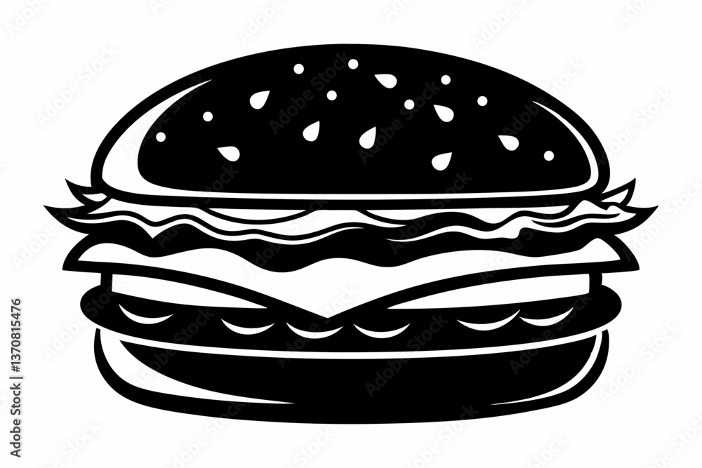 burger silhouette line art vector illustration burger silhouette line art vector illustration