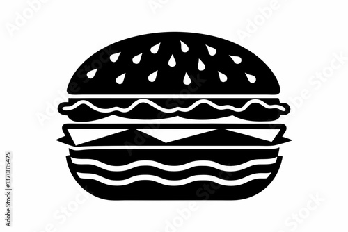 burger silhouette line art vector illustration