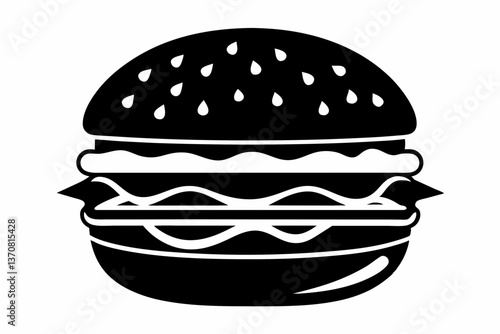 burger silhouette line art vector illustration