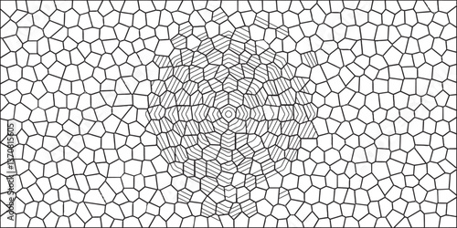 Broken Glass Quartz natural fragment Cement kitchen decor & white marble bath floor. Irregular texture composed of monochrome geometric elements. Structure of cracking. Black & white broken quartz 