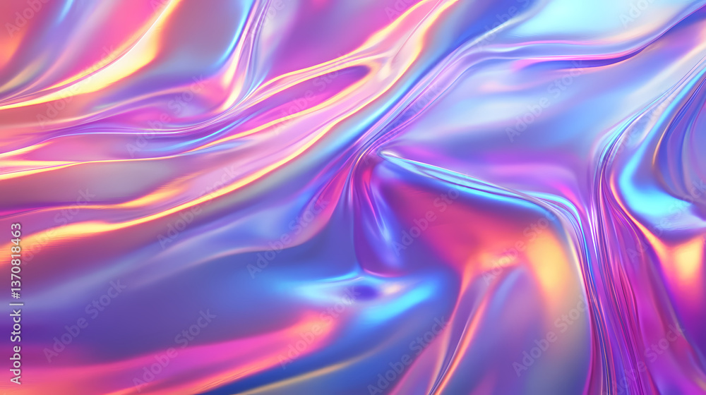 Obraz premium Ethereal flowing holographic fabric. Opalescent Mirage. Illustration