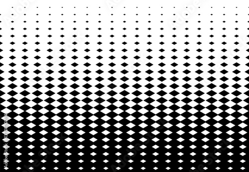 Geometric pattern of black diamonds on a white background.Seamless in one direction.Option with an Average fade out.Transition in black