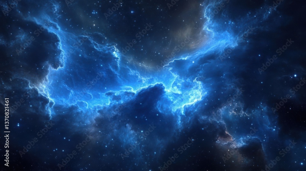 Fototapeta premium Stunning Cosmic Scene of Blue Nebula with Stars and Clouds
