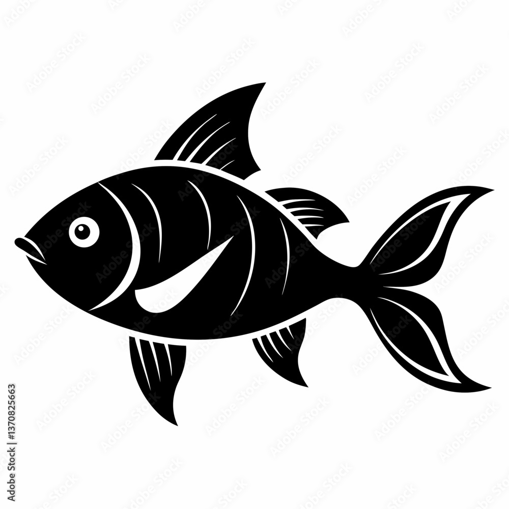Fototapeta premium fish silhouette line art vector illustration