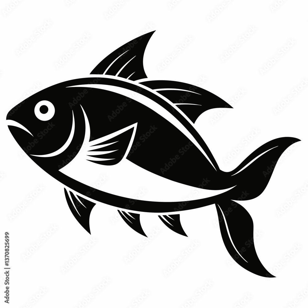 Fototapeta premium fish silhouette line art vector illustration