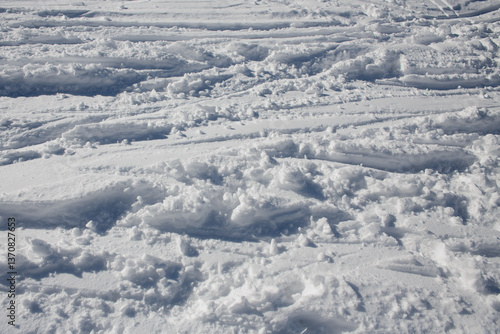 Traces of skis in the snow - background
