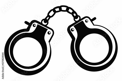 handcuff silhouette line art vector illustration