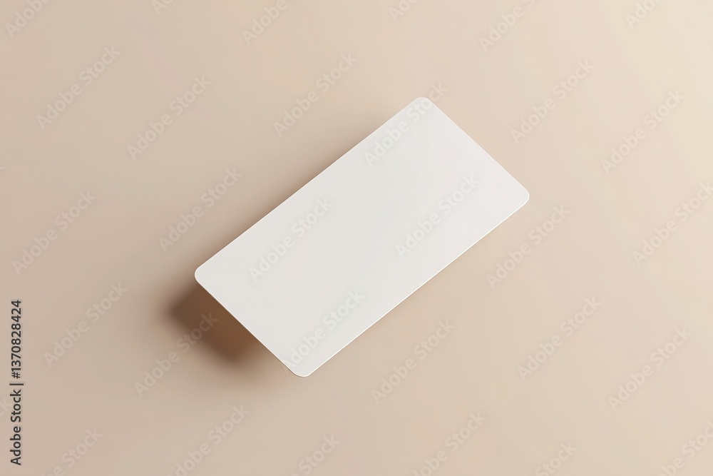 Clean White Card with Rounded Corners on a Beige Background, Minimalist Style Clean White Card with Rounded Corners on a Beige Background, Minimalist Style