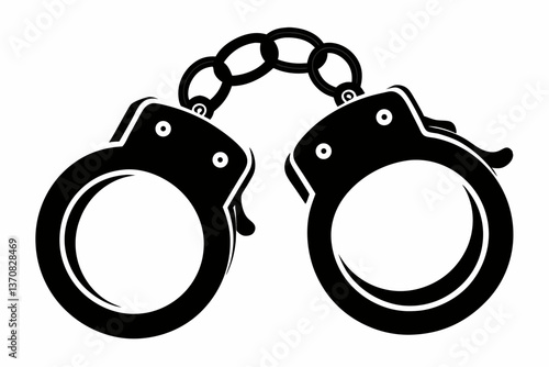 handcuff silhouette line art vector illustration