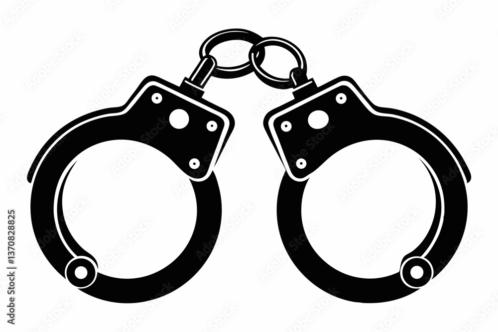 handcuff silhouette line art vector illustration