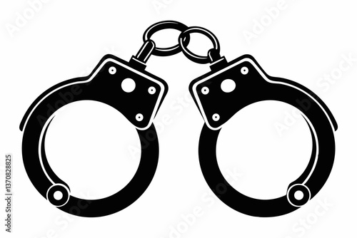 handcuff silhouette line art vector illustration